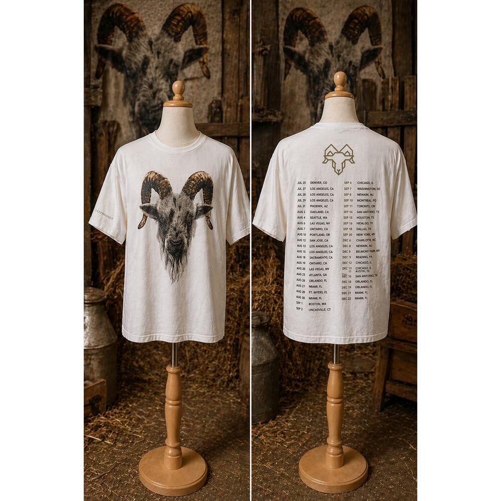 Daddy Yankee Tour Tee Goat Graphic Back Hit Dates Official Merch L